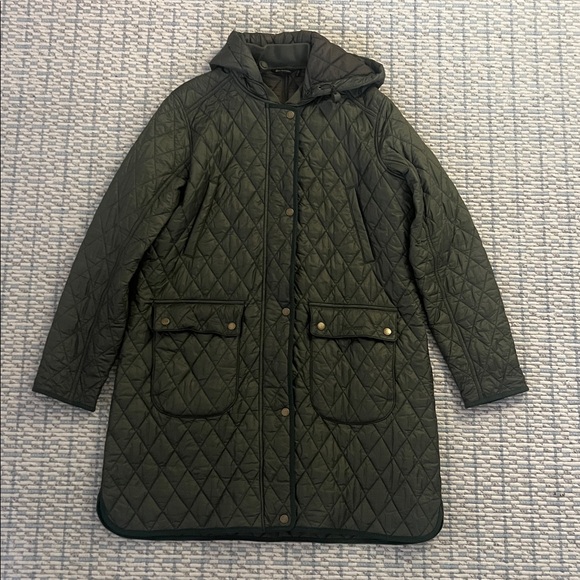 Barbour Verdigris Green Tarn Quilted Coat Jacket US 12/ UK 16 - Picture 1 of 4
